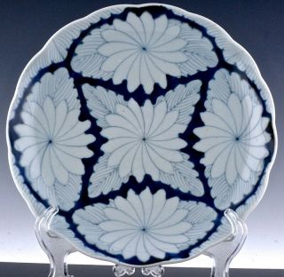 Very Fine Large 19thc Japanese Meiji Imari Or Arita Blue White Charger Plate 9