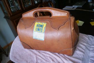 Antique Tan Leather Travel Bag Gladstone? Awesome Heavy Duty Check It Out