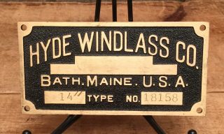Rare Vintage Hyde Windlass Co.  Plaque Bath Maine Ship Yard Nautical Sign
