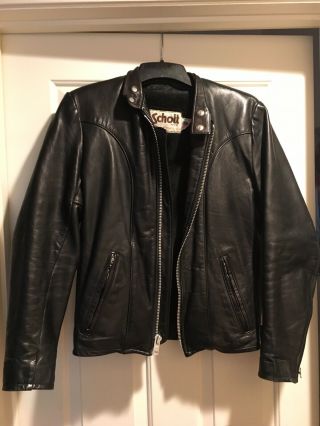 Vintage Schott Black Leather Motorcycle Jacket 657 Or 157 - Men’s Size 36