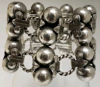 Antique Spratling Cocos Design Silver Mexico Bracelet Double Row Sterling Balls