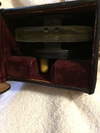 Vintage Hardy Bros.  leather D block fly reel case 4