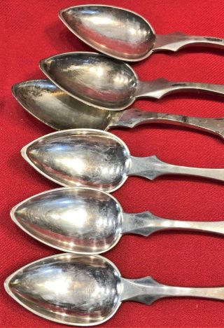 SIX ANTIQUE CIVIL WAR ERA F.  H.  CLARK & Co COIN SILVER TEA SPOON MEMPHIS TENN. 3