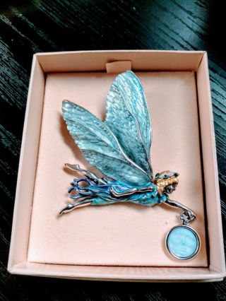 KIRKS FOLLY ASTRAL FAIRY SEAVIEW MOON PIN /PENDANT SILVER TONED GORGEOUS 3
