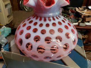 Vintage Fenton Cranberry/Opalescent Coin Dot Lamp Shade 10 