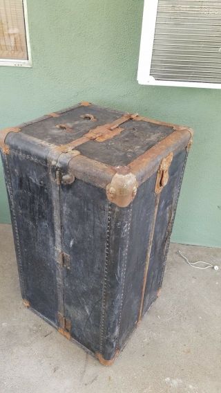Vintage antique wardrobe Hartman Steamer Trunk with drawers Train car baggage 3