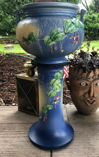 Vintage Roseville 645 - 8” Jardiniere & Matching 17” Pedestal