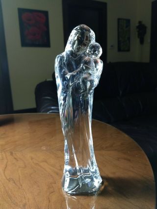 Vintage Baccarat Crystal Madonna & Child / Mother Mary And Christ Made In France