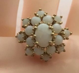 Vintage White Opal Cluster Ring,  17 Opals,  10k Yellow Gold Sz 7 Ships In Ontario