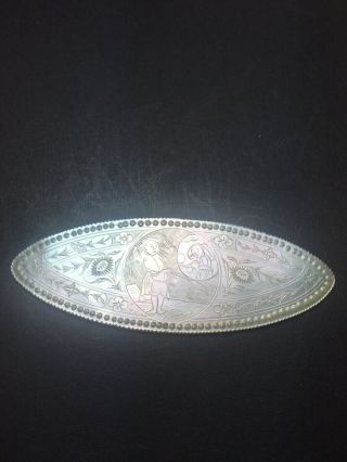 Antique Chinese Carved Mother Of Pearl Gaming Counter 59x21mm Token T38