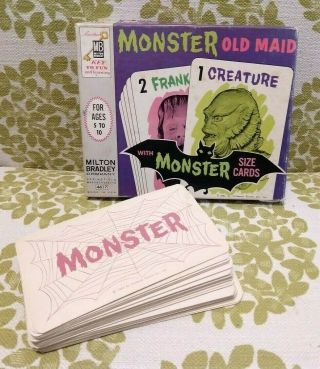 Monsters Old Maid Vintage 1964 Milton Bradley Game 100 Complete w/Box UNIVERSAL 2
