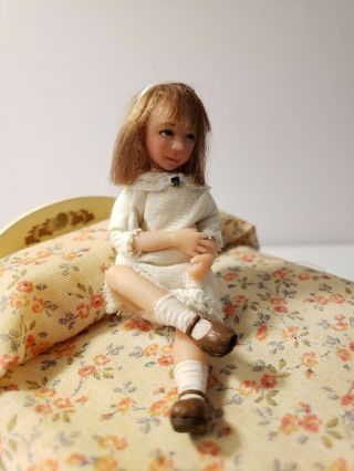 Miniature Artisan Irina Martin Adorable Young Girl Sitting Hand Sculpted Doll