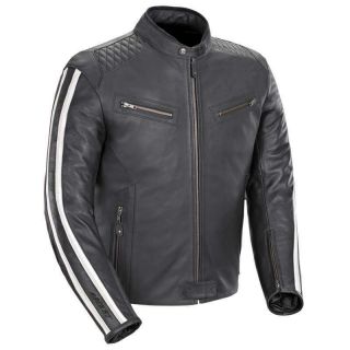 Joe Rocket Vintage Mens Leather Motorcycle Jacket Black/white Xl