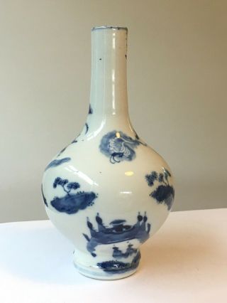 19th C Chinese Porcelain Blue White Bottle Vase Kangxi Mark PRICE 2