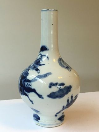 19th C Chinese Porcelain Blue White Bottle Vase Kangxi Mark PRICE 3