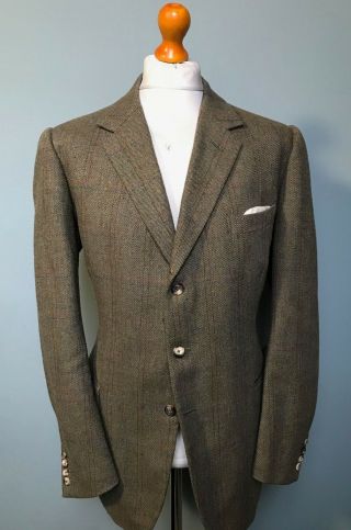 . Vintage Bespoke Johns & Pegg Savile Row Bespoke Tweed Suit Size 42 44 Long.