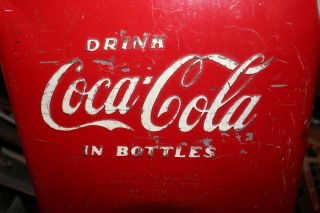 Rare Vintage 1950 ' s Coca Cola Soda Pop Acton Junior Picnic Cooler Metal Sign 9