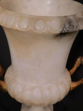 Vintage Alabaster Gilt Metal Carved Marble Campagna Urn Lamp Art Deco Empire UP 8