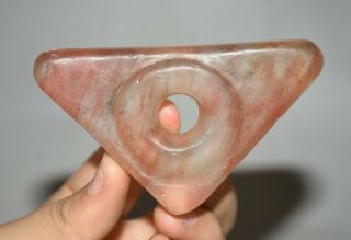 3.  8 " Antique Old China Hongshan Culture Red Crystal Yu Zong&cong Amulet Pendant
