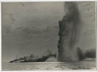Russian Wwii Large Size Press Photo: Exploded Kriegsmarine Ship,  Black Sea