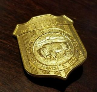 Vintage Rare National Park Ranger Badge 24kt Karatclad Gold Plated S/N 10907 8