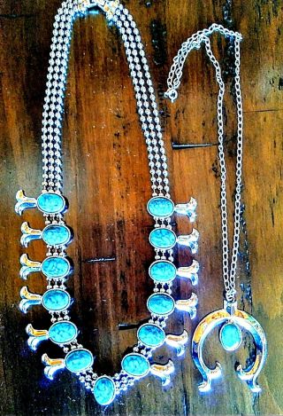 " Goldette " Vintage Native American Two Piece Faux Turquoise Sterling Silver Pen
