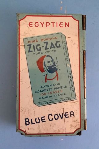 Rare Vintage Zig Zag Cigarette Papers Tobacco Collectible Tin Dispenser