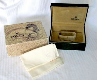 Vintage Rolex Oyster Presentation Box W Seahorse Motif,  Rolex Cloth