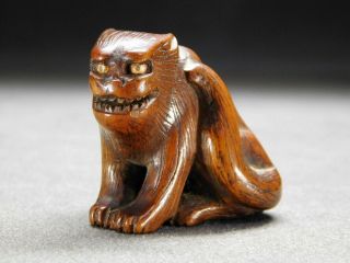 Very Fine Tiger Netsuke Boxwood Carving 18 - 19thc Japanese Edo Antique For Inro