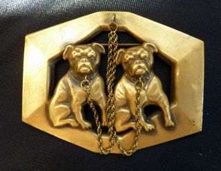 Charming Joseff Of Hollywood Double Bull Dog Brooch