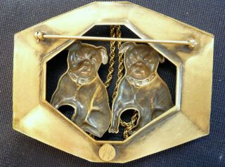 Charming Joseff of Hollywood Double Bull Dog Brooch 4