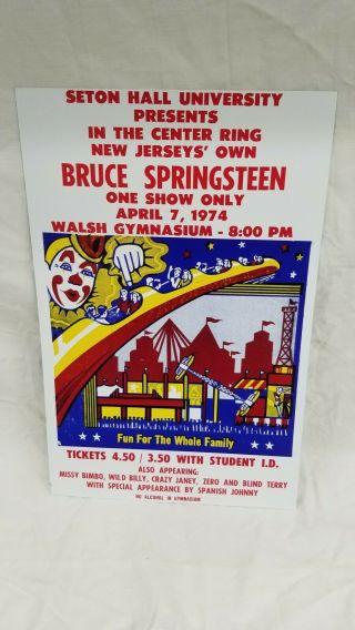 Bruce Springsteen Rare Vintage 1974 Seton Hall University Concert Poster