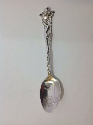 Sterling Silver Souvenir Spoon Atlantic City Nj Art Nouveau Nude Lady Lighthouse