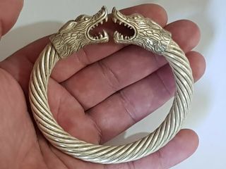 Fantastic Extremely Rare Medieval Silver Bracelet Dragons/head.  105.  9 Gr.  80 Mm