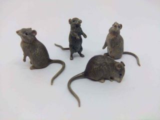 Antique Franz Bergman Austria Vienna Cold Painted Bronze Group Of 4 Mice