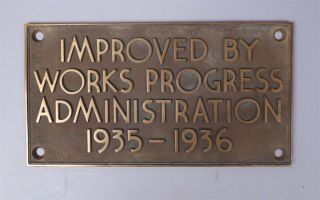 Vintage Bronze Architectural Plaque Progress Administration 1935 - 1936