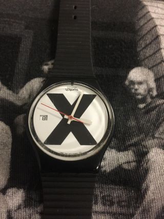 Swatch Watch X Rated 1987 Gb406 With Case Straight Edge