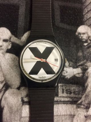 Swatch Watch X Rated 1987 GB406 With Case Straight Edge 4