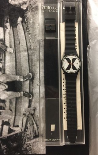 Swatch Watch X Rated 1987 GB406 With Case Straight Edge 5