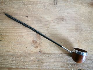 18th Century Silver & Fruit Wood Toddy Ladle With Baleen Twist Handle