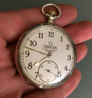 Antique Omega Pocket Watch Silver Dial (serviced)