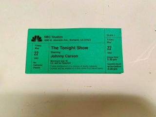 Vtg.  Rare Final Taping Johnny Carson Tonight Show Ticket May 22 1992 - A