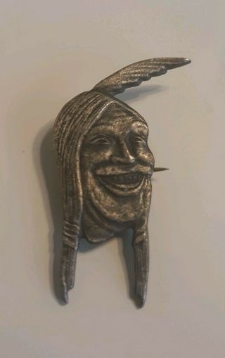 Vintage Laughing Indian Motorcycle Pin Rare Whitehead & Hoag Co Signed