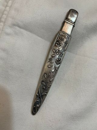 Antique French Sterling Silver Pencil Holder,  Art Nouveau 1900