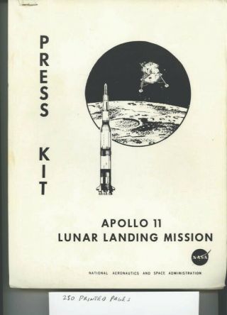 Vintage Historic 1969 Official Nasa Apollo 11 Press Kit - All 250 Pages