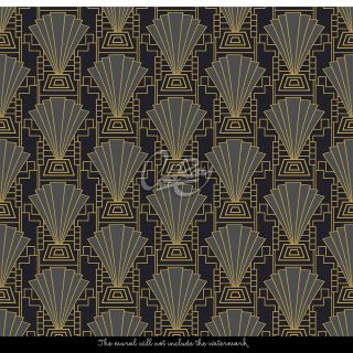 Art deco or template vintage card Removable wallpaper gray and black wall mural 4