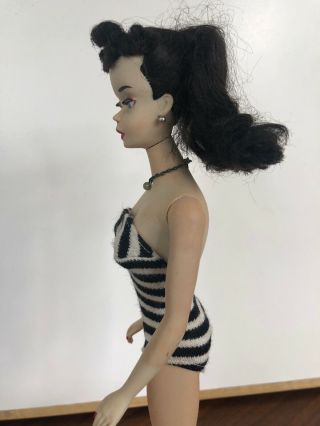 RARE Vintage 1959 850 3 Barbie BODY with Ponytail HEAD - Stripe Swimsuit 12