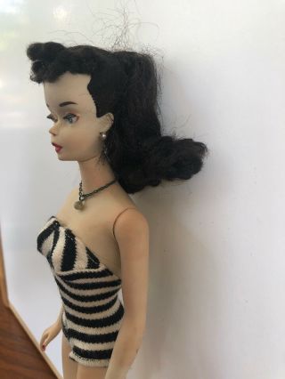 RARE Vintage 1959 850 3 Barbie BODY with Ponytail HEAD - Stripe Swimsuit 3