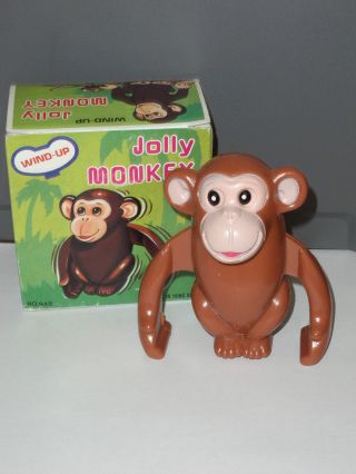 Nib Nos Plastic Wind - Up Toy Animal Jolly Monkey Ape Gorilla Chimp