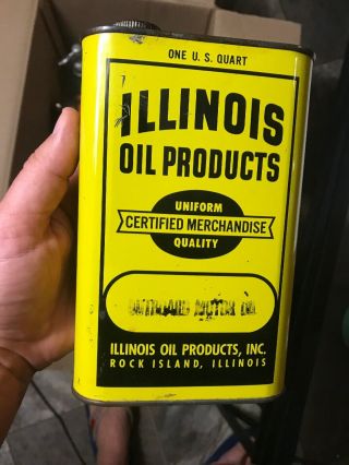 Vintage Illinois Oil Co Outboard Motor Oil Can Great Graphics Rare Flat Quart 3